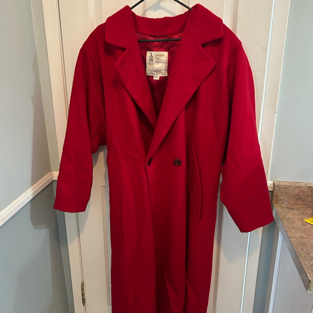 London Fog Red Double-Breasted Trench Coat
